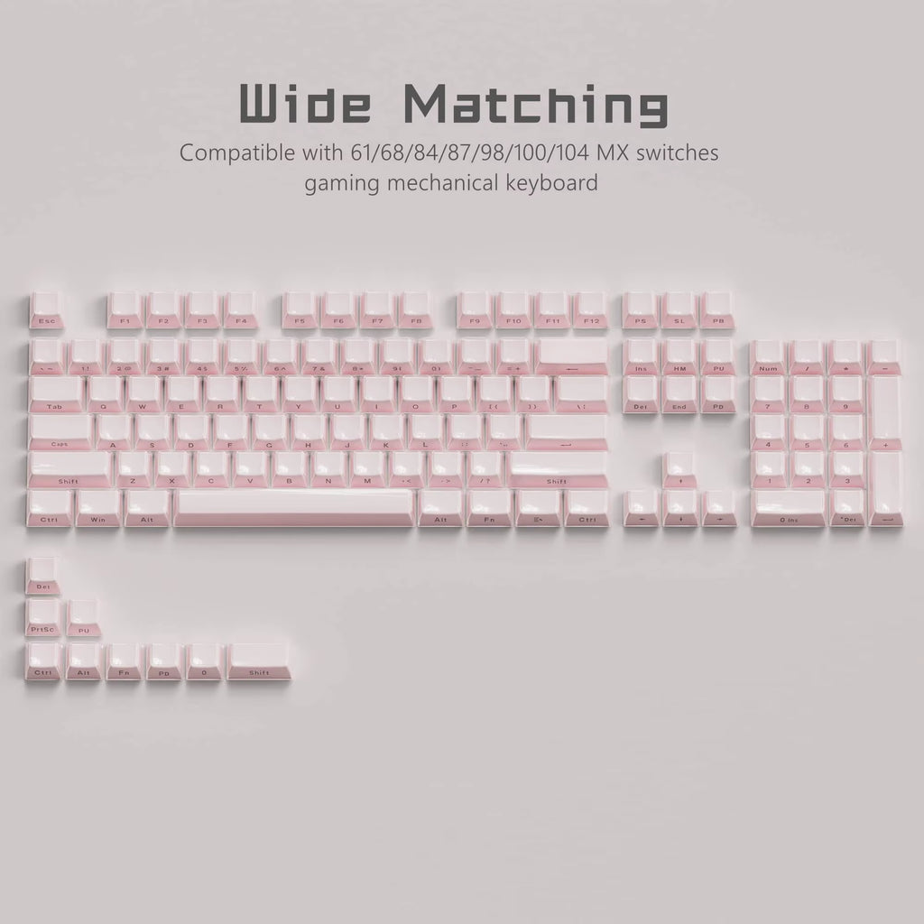 113 Key Jelly round Side Keycaps Ice Crystal Translucent Pink OEM Profile Key Cap for Cherry MX 61 68 104 Mechanical Keyboard