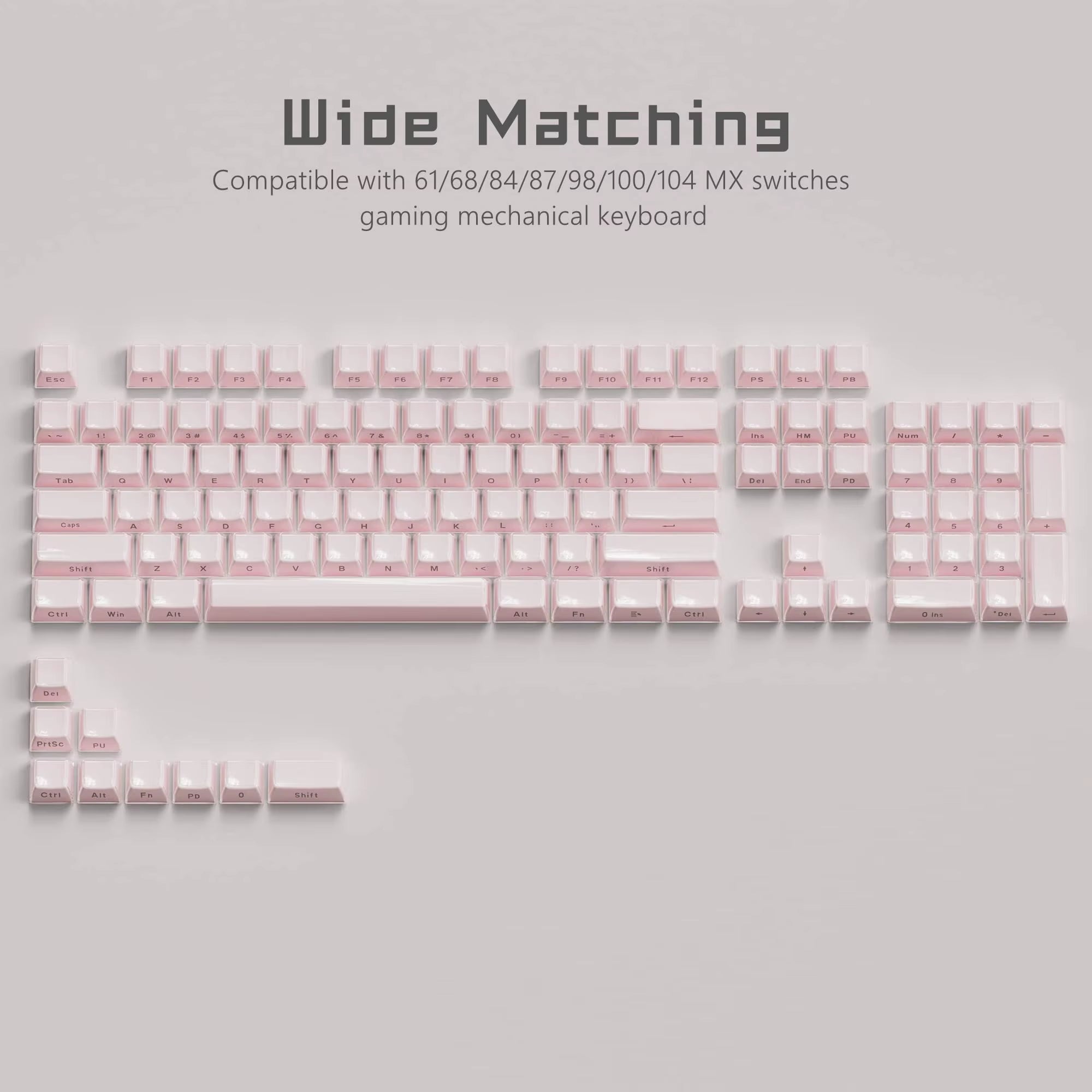 113 Key Jelly round Side Keycaps Ice Crystal Translucent Pink OEM Profile Key Cap for Cherry MX 61 68 104 Mechanical Keyboard