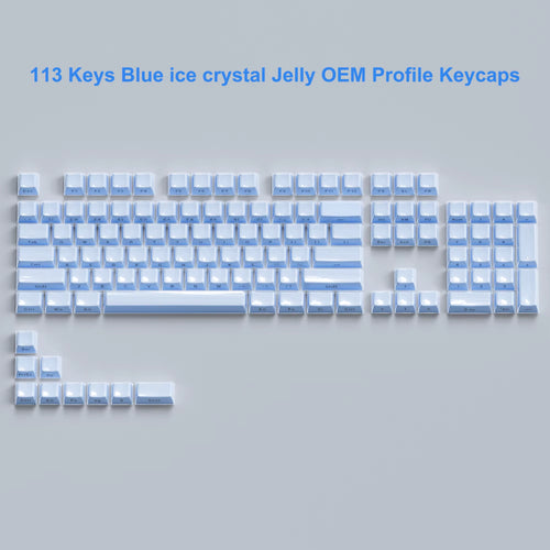 113 Key Jelly round Side Keycaps Ice Crystal Translucent Pink OEM Profile Key Cap for Cherry MX 61 68 104 Mechanical Keyboard